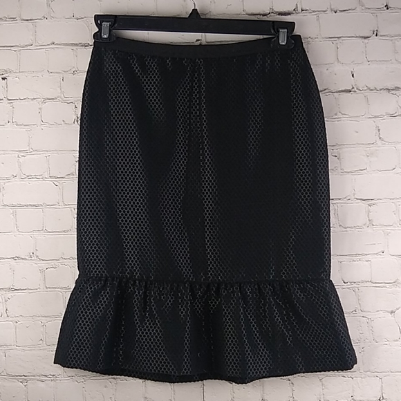 Ann Taylor Black Polka Dot Skirt Ruffle 2 - Picture 1 of 8